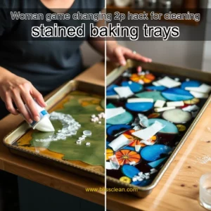 Read more about the article Woman game  changing 2p hack for cleaning stained baking trays